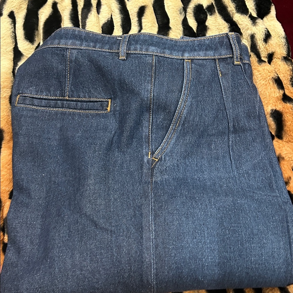 LOFT The Palazzo High Rise Jeans Pleated Wide-Leg Womens's Size 10.